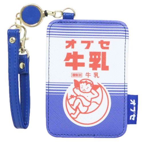 地元パン 定期入れ リール付きパスケース シングルパスケース オブセ牛乳 おもしろ雑貨 グッズ メール便可