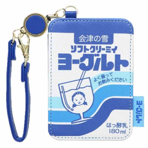 地元パン 定期入れ リール付きパスケース シングルパスケース ソフトクリーミィヨーグルト おもしろ雑貨 グッズ メール便可