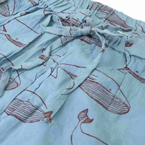 ルームウェア 夏用ひんやりクールステテコ ラインホエール ブルー レディース メンズ くじら クジラ グッズ