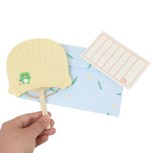 グリーティングカード あにまる竹うちわカード 一筆箋付きサマーカード 河童 グッズ メール便可