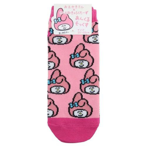 マイメロディ 女性用靴下 レディースアンクルソックス おえかきさん まいめろでぃ総柄 サンリオ キャラクター グッズ メール便可