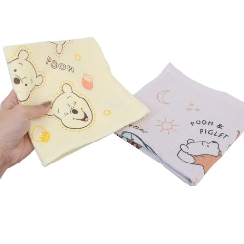 くまのプーさん&フレンズ ハンドタオル 片面ガーゼプリントウォッシュタオル 2枚セット グッドラック ディズニー メール便可