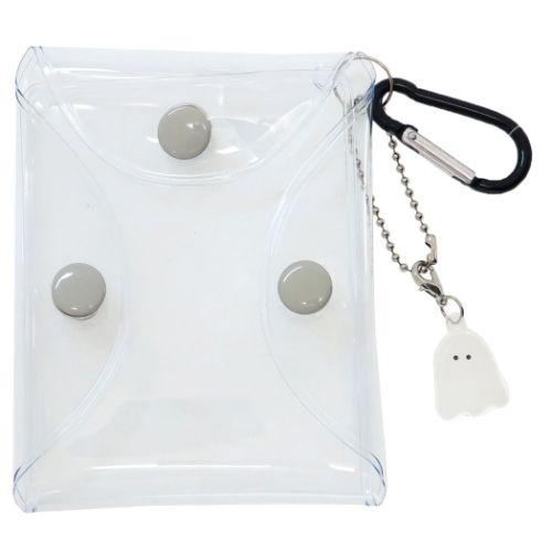 ミニポーチ カラビナ付きクリアポーチ グレー かわいい グッズ メール便可