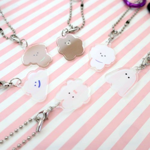 ミニポーチ カラビナ付きクリアポーチ グレー かわいい グッズ メール便可