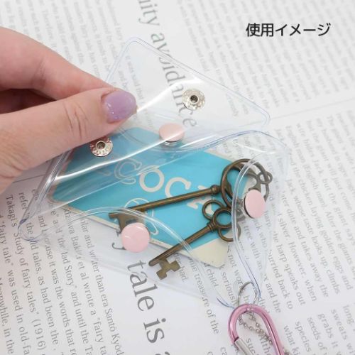 ミニポーチ カラビナ付きクリアポーチ グレー かわいい グッズ メール便可