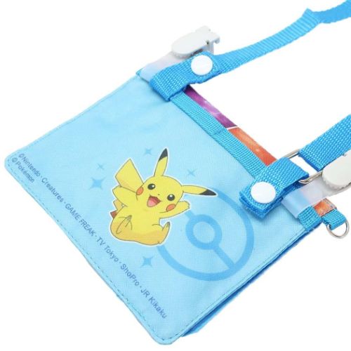ポケットモンスター クリップポケット ショルダー付きお出かけウォレット ブルー ポケモン キャラクター グッズ メール便可