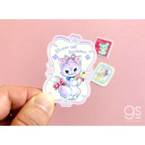 スイマー ダイカットシール ダイカットビニールミニステッカー 花こねこ SWIMMER キャラクター グッズ メール便可