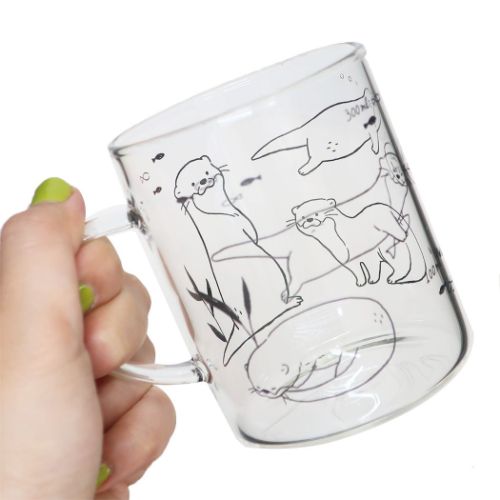 マグカップ 耐熱グラスマグ 海アート カワウソ グッズ
