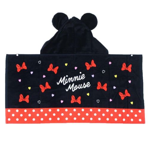 ミニーマウス 変身タオルポンチョ フード付きコンパクトバスタオル グロウアップ ディズニー キャラクター グッズ