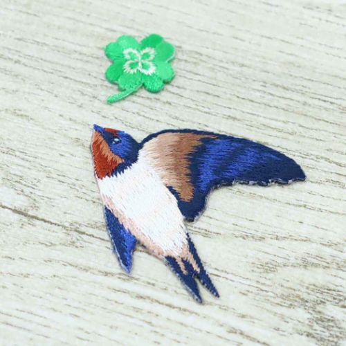 ワッペン 刺繍ワッペンシール ツバメ グッズ メール便可