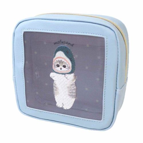 モフサンド コスメポーチ ボックスポーチ サメにゃん メッシュシリーズ mofusand キャラクター グッズ