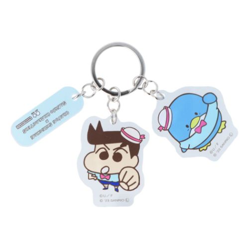 クレヨンしんちゃんxサンリオズ キーリング 3連アクリルキーホルダー 風間くんxタキシードサム サンリオ メール便可