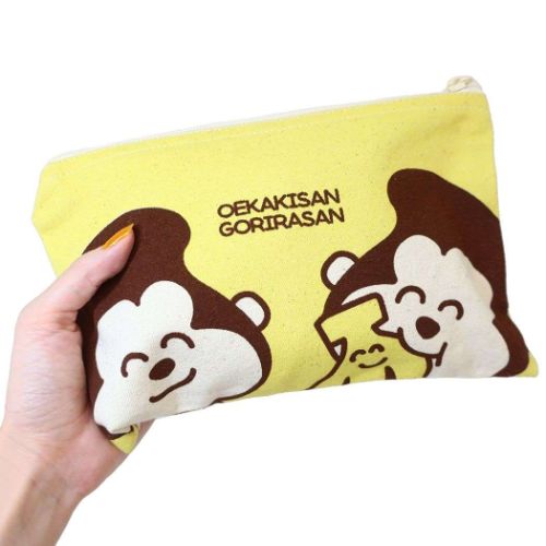 おえかきさん コスメポーチ キャンバス フラットポーチ ごりらさん! 小物入れ ペンケース モバイルポーチ グッズ メール便可