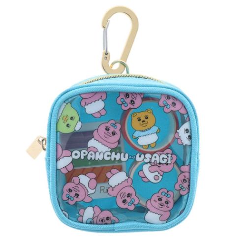 キャラクター顔デザインポーチ おぱんちゅうさぎ ミニBOXポーチ スクエアクリアポーチ B 可哀想