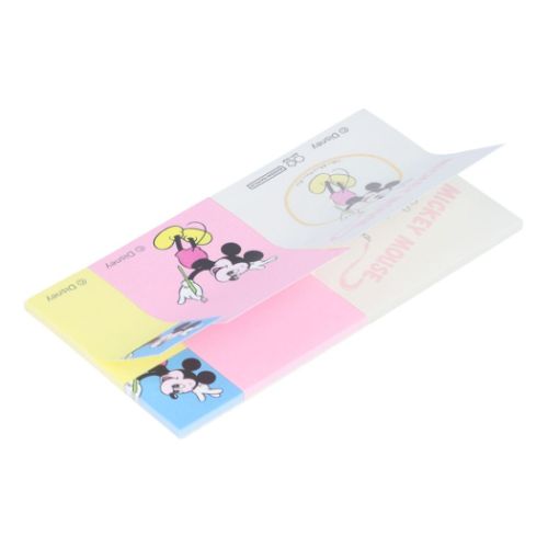ミッキーマウス ふせん ジッパーバッグ入り付箋セット レトロアートコレクション ブルー ディズニー キャラクター グッズ メール便可