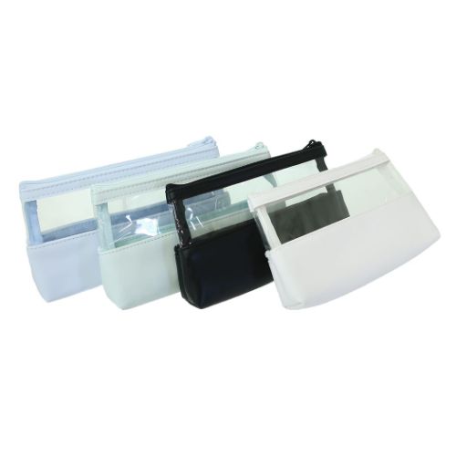 ペンケース 2ポケットクリアペンポーチ シンプル グッズ