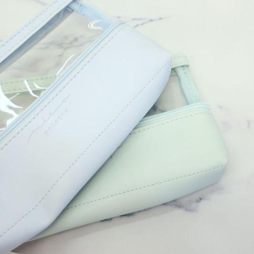 ペンケース 2ポケットクリアペンポーチ シンプル グッズ