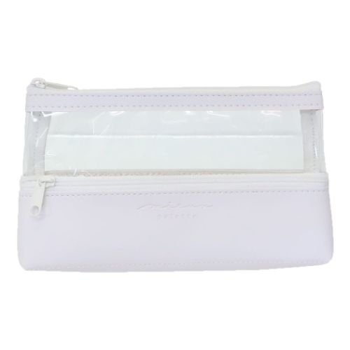 ペンケース 2ポケットクリアペンポーチ シンプル グッズ