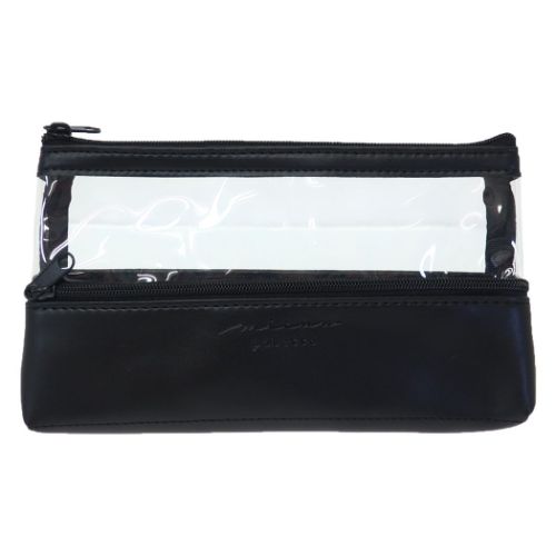 ペンケース 2ポケットクリアペンポーチ シンプル グッズ