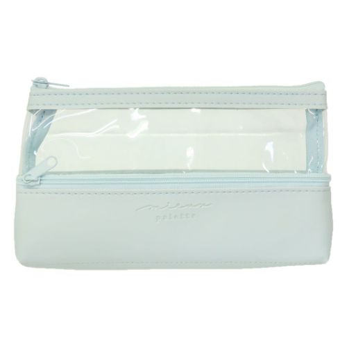 ペンケース 2ポケットクリアペンポーチ シンプル グッズ