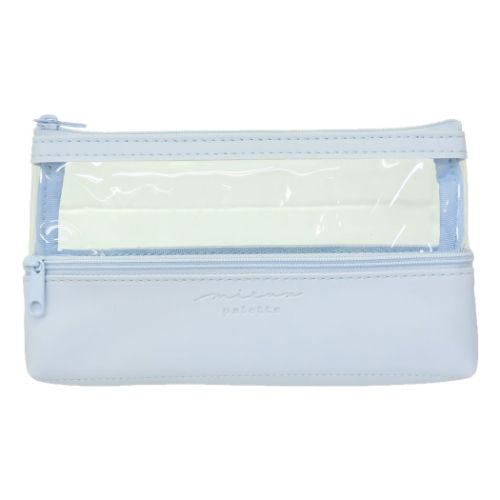 ペンケース 2ポケットクリアペンポーチ シンプル グッズ