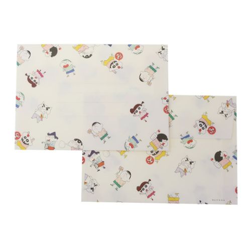 クレヨンしんちゃん 手紙セット レターセット 総柄 アニメキャラクター グッズ メール便可