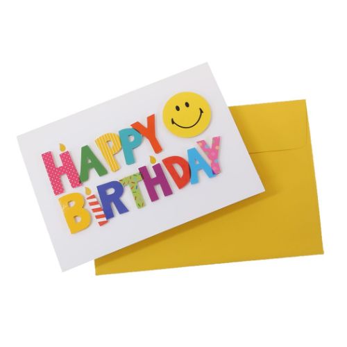 スマイリーフェイス グリーティングカード スプリング付きメッセージカード HAPPY BIRTHDAY GE-79 Smiley Face メール便可