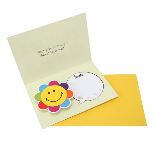 スマイリーフェイス グリーティングカード スプリング付きメッセージカード HAPPY BIRTHDAY GE-79 Smiley Face メール便可