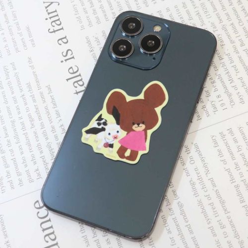 くまのがっこう ビニールシール ダイカットミニステッカー ジャッキー＆ミルク02 黄色 絵本キャラクター グッズ メール便可