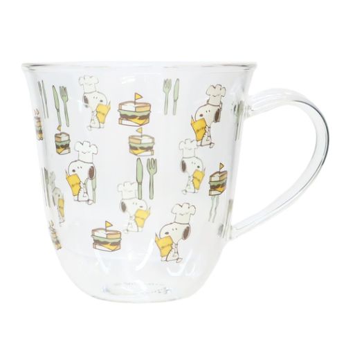 スヌーピー マグカップ 耐熱ガラスマグ チラシ シェフスヌーピー ピーナッツ キャラクター グッズ