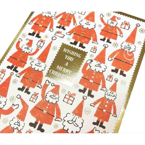 CHRISTMAS グリーティングカード クリスマスカード jx4-3 版画風サンタいっぱい Xmasカード グッズ メール便可