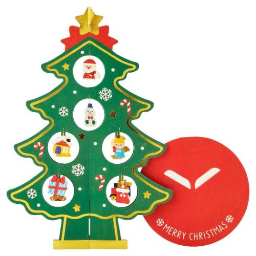 CHRISTMAS グリーティングカード クリスマスカード jx55-3 緑金縁オーナメントツリー Xmasカード グッズ メール便可