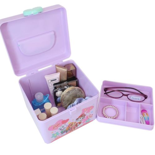 パウパトロール 卓上収納 持ち手付きボックスM パープル アニメキャラクター グッズ