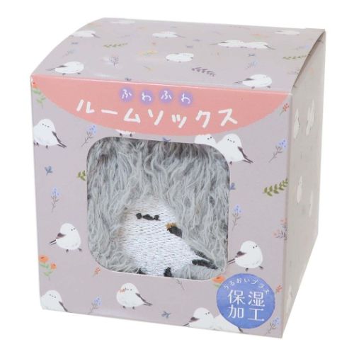 ハナトシマエナガ 女性用靴下 シェニールルームソックス グレイ ウォーマー雑貨 グッズ