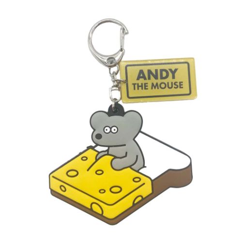 ねずみのANDY キーホルダー ラバー付きキーホルダー YELLOW アンディ キャラクター グッズ メール便可
