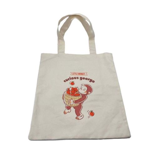 おさるのジョージ トートバッグ A4サイズトート リンゴ柄 絵本キャラクター グッズ メール便可