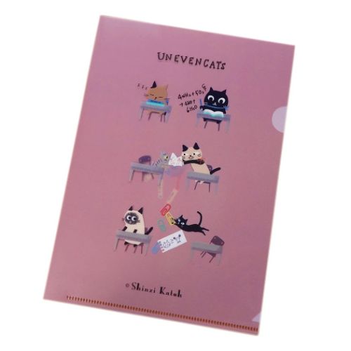クリアフォルダー クリアファイルA5 UNEVEN CATS school かわいい グッズ メール便可