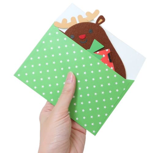 クリスマスカード ダイカットフェルトカード トナカイ Xmas グッズ メール便可