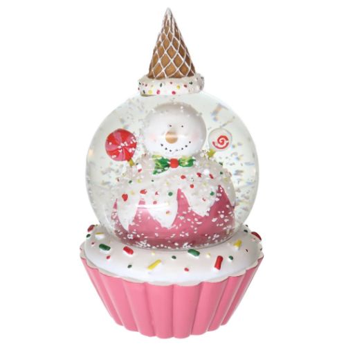 オブジェ スノーグローブ65mm カップケーキ スノーマンPK クリスマス スノードーム Xmas グッズ