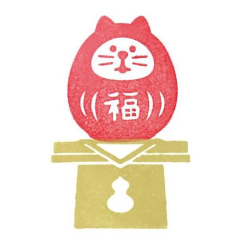 スタンプ FUKUMONOはんこ 福猫だるま お正月 グッズ メール便可