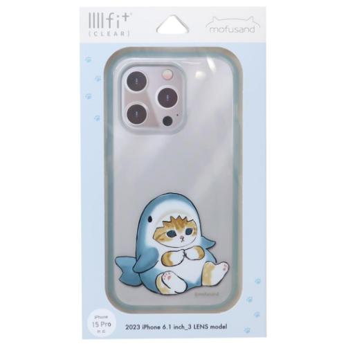 モフサンド iPhone15 Pro IIIIfit Clear 2023 iPhone 6.1inch 3LENS model対応ケース サメにゃん mofusand キャラクター グッズ