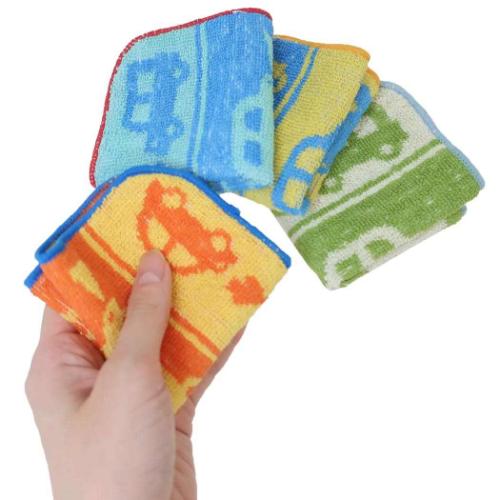 ピッコリーノ ハンカチタオル ミニタオル 4枚組 レッツゴードライブ 新入学 入園入学準備雑貨 抗菌防臭 グッズ メール便可