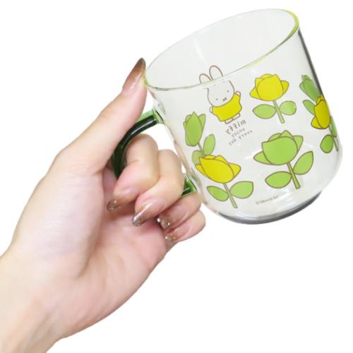 ミッフィー マグカップ カラーハンドル 耐熱ガラスマグ グリーン ローズ ディックブルーナ 絵本キャラクター グッズ