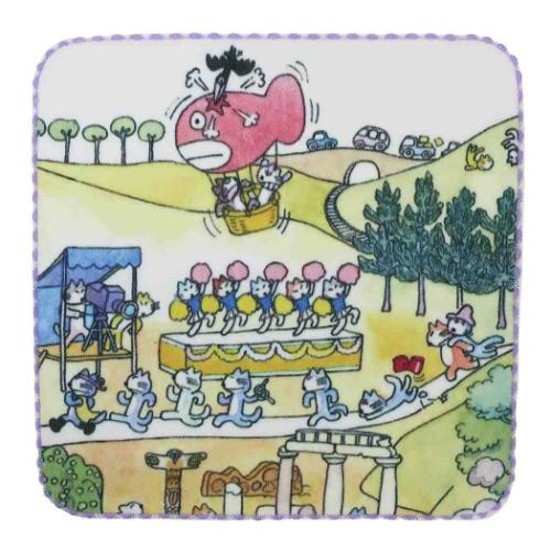 11ぴきのねこ ミニタオル インクジェットプリントハンカチタオル マラソンタイカイ 絵本キャラクター グッズ