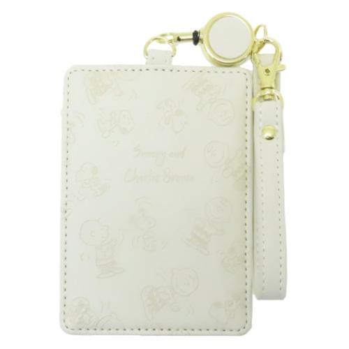 スヌーピー 定期入れ シングルパスケース GY エンボス チラシ ピーナッツ キャラクター グッズ メール便可