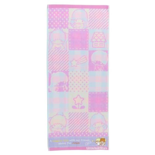 リトルツインスターズ フェイスタオル ジャガードロングタオル レトロブロック キキ&ララ サンリオ キャラクター グッズ メール便可