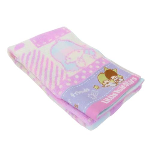 リトルツインスターズ フェイスタオル ジャガードロングタオル レトロブロック キキ&ララ サンリオ キャラクター グッズ メール便可