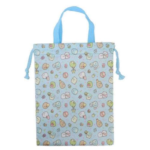 すみっコぐらし 巾着袋 総柄縦型巾着 ふしぎなおともだち 新入学 サンエックス キャラクター グッズ メール便可