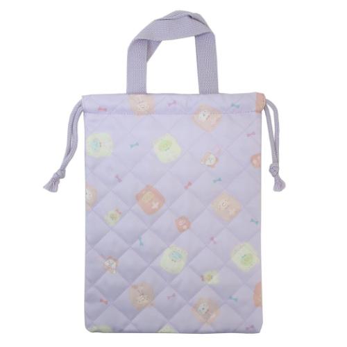 すみっコぐらし キルトシューズケース 体育館靴入れ パープル 新入学 サンエックス キャラクター グッズ メール便可