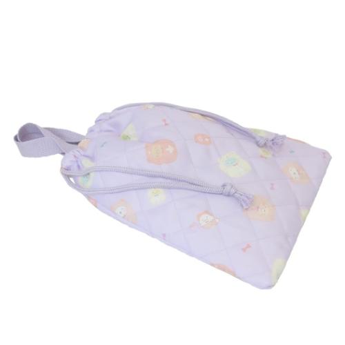 すみっコぐらし キルトシューズケース 体育館靴入れ パープル 新入学 サンエックス キャラクター グッズ メール便可